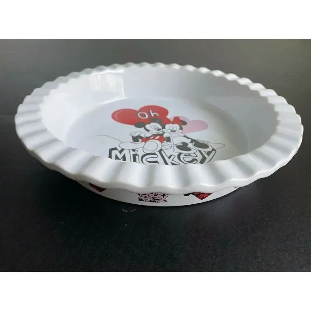 DISNEY MICKEY MINNIE MOUSE‎ VAlentine’s PIE DISH BOWL Round 9” Ceramic New